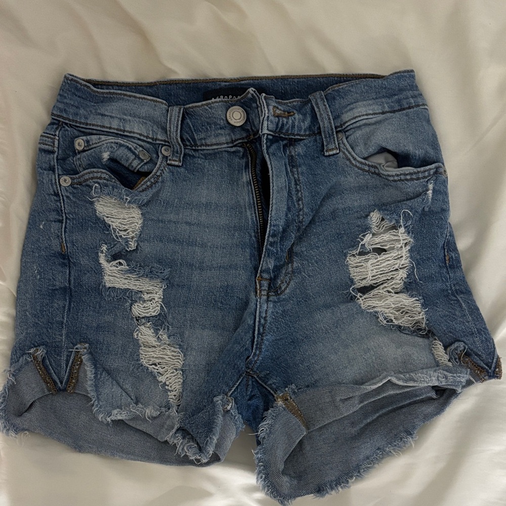 Aeropostale Blue Distressed Jean Shorts